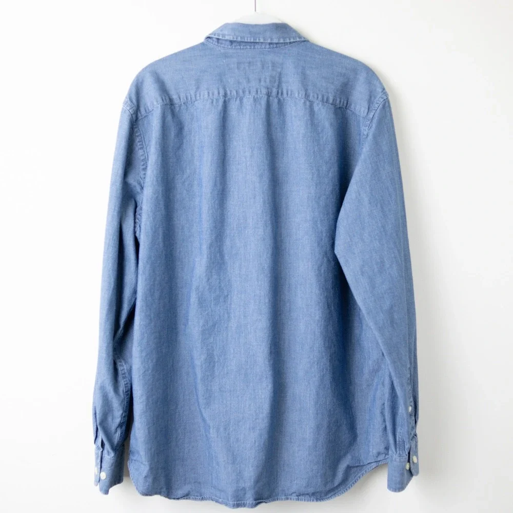 Banana Republic Standard Fit Cotton Shirt Mens Large Blue Stretch Soft Wash